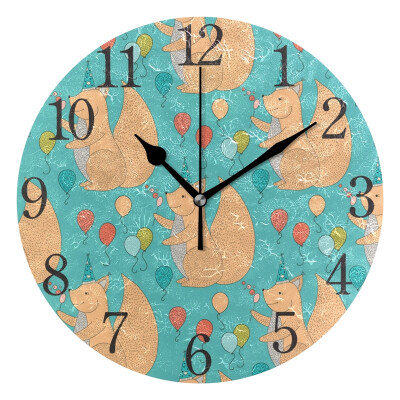 

Wall Clock Arabic Numerals Design Squirrel And Balloon Round