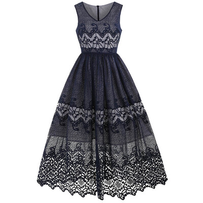 

V Neck Sleeveless Cocktail Vintage Dress