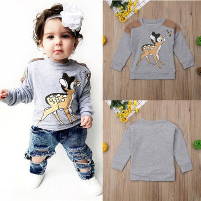 

New Toddler Baby Boy Girl Long Sleeve Deer Tops Sweater T-shirt Pullover Clothes