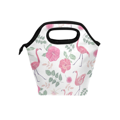 

Lunch Bag Tote Bag Red Flower Flamingos Travel Picnic Organizer Lunch Holder Handbags Lunch Bag Box