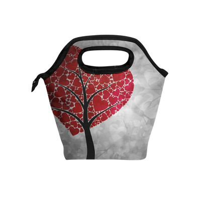 

Insulated Lunch Tote Bag Artistic Heart Tree Travel Picnic Lunch Handbags Portable Zipper Lunch Bag Box