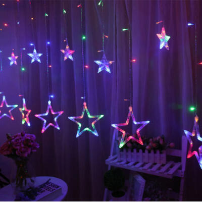 

138 LEDS Star String Fairy Curtain Lights Christmas Wedding Party Room Decor US