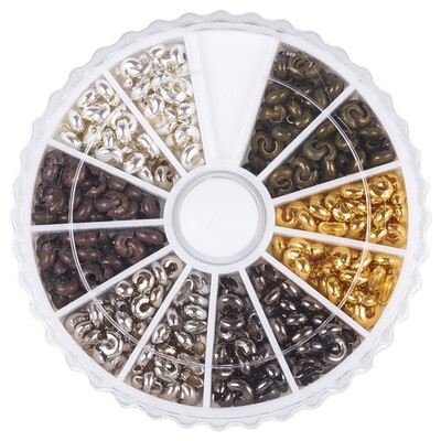 

PH PANDAHALL 590 Pcs 6 Colors Iron Crimp Beads Covers Cord End Caps for Jewelry Making