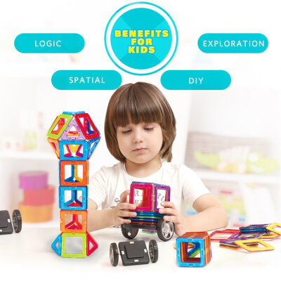 

40 Piece Magnetic Building Block Educational Game Construction Sets 3D DIY Family Funny Magnet Block Toy for Kids Birthday Gifts