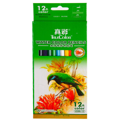 

True color Truecolor 4586 True color hexagonal water-soluble color pencil 12 color box 2 boxes