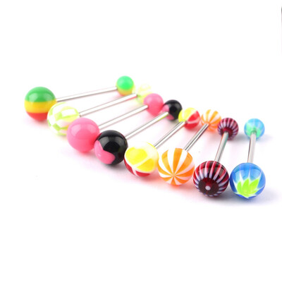 

50 Tongue Multi-Colored Ring Assorted Surgical Steel Piercing Barbells Bars