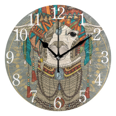 

Wall Clock Arabic Numerals Design Retro Lamb Round