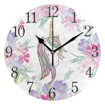 

Wall Clock Flowers And Animal Round Wall Clock Arabic Numerals Design