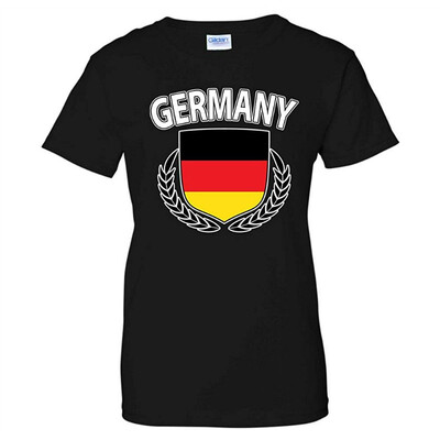 

Germany Flag Creat Olive Wreath Laurel German Pride Womens T-Shirt