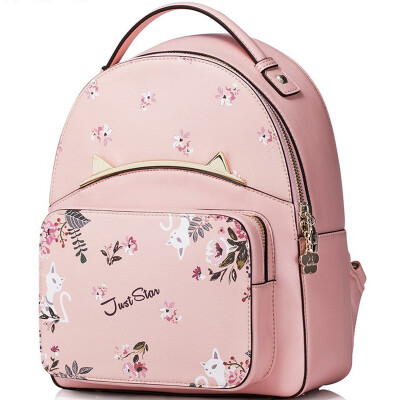 

JUST STAR (JUST STAR) cat ears light sweet Meng Department of sweet flowers girl backpack leisure small fresh shoulder bag 170983-04 cherry powder