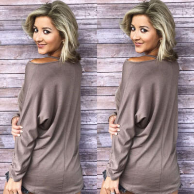 

Women Fashion Long Sleeve Casual Loose Tops T Shirt Ladies Letter Blouse Top