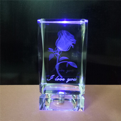 

GodRays G051001 - S01 LED Colorful 3D Cube Crystal Rose for Valentine Day Gift