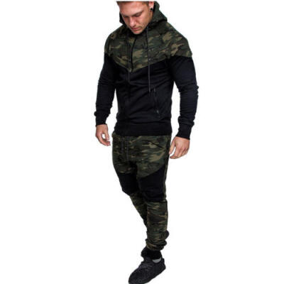 

2Pcs Mens Tracksuit Hoodies Sweatshirt Pants Sets Sport Wear Zipper Casual Suit