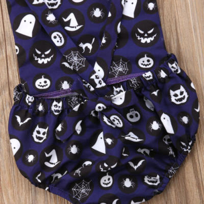 

Newborn Baby Boys Girls Romper Skull Devil Bodysuit Clothes Halloween Costume