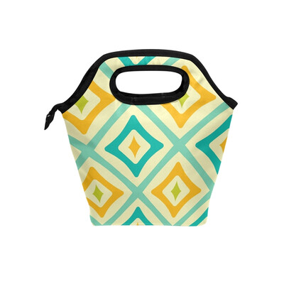 

Colorful Diamond Lunch Bag Tote Travel Picnic Insulated Handbags Portable Zipper Lunch Bag Box