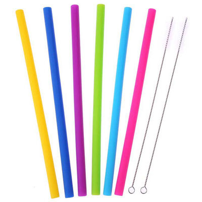 

UpperX Reusable 6pcslot Drinking Straw Food Grade Silicone 2 Cleaner Brush Set For Home Party Bar Bent or Straight Style