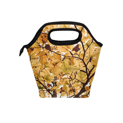 

Lunch Bag Yellow Tree Tote Travel Picnic Insulated Handbags Portable Zipper Lunch Bag Box