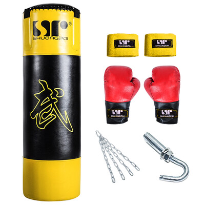 

Double card hanging solid boxing Sanda Muay Thai training sandbags martial arts fighting sandbags fitness equipment PU leather solid 120cm