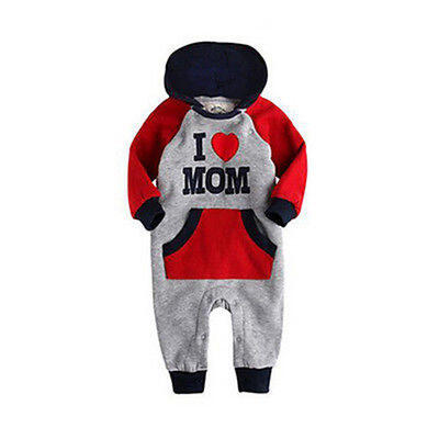 

I Love Mam Dad Baby Kids Girls Boys Thicken Jumpsuit Outfits Set Hoodie Costume