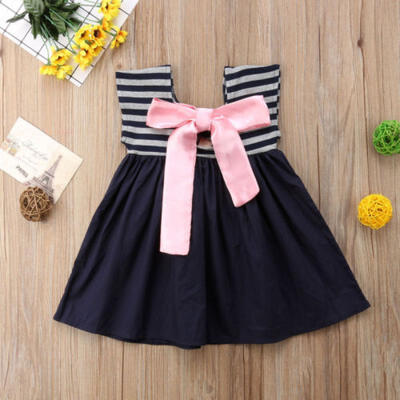 

Stripe Girl Dress Princess Baby Cotton Sleeveless Party Dress Summer Dresses UK