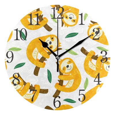 

Wall Clock Pattern With Sloth Round Wall Clock Arabic Numerals Design