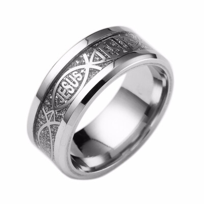 

NeillieN hot supply religious wind Christian Jesus JESUS letters titanium steel ring hand jewelry wholesale