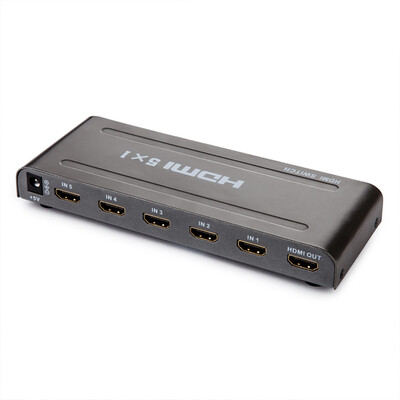 

Jinghua (JH) 3021 HDMI-адаптер HD-переключатель 5 в пять из версии 1.4 для подключения к компьютеру высокого уровня для раздатчика ТВ-видео 3D-трансфокатор с дистанционным управлением черный