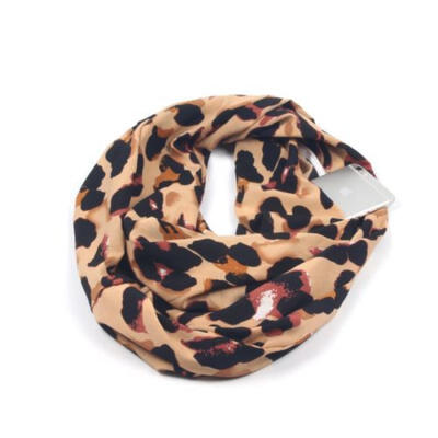 

Women Winter Convertible Infinity Scarf with Pocket Loop Zipper Pocket Scarve