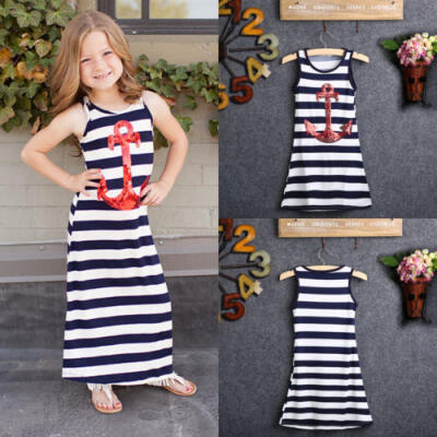 

Mother Daughter Dresses Family Matching Stripe Girls Kids Womens Dress Sundress