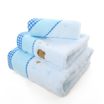 

Gold towel home textiles twist bear embroidery 3166 cotton towel square bath towel combination blue