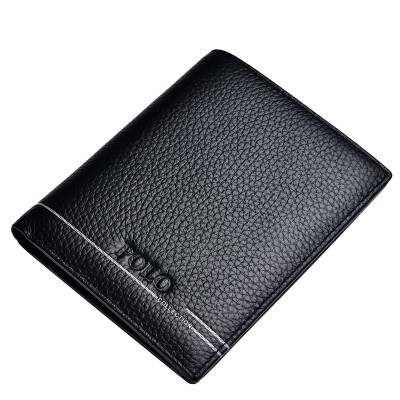 

POLO men's fashion simple money chuck first layer of leather short wallet 020572 black vertical section