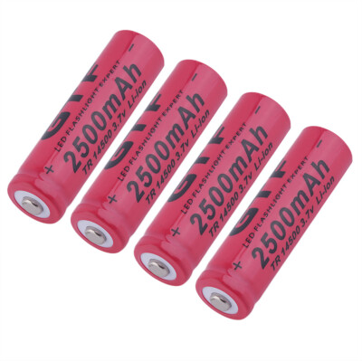 

4x 2500mAh TR14500 3.7V Rechargeable Li-ion Battery for Flashlight Torch