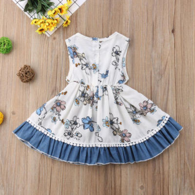 

Pretty Kids Baby Girl Princess Dress Casual Sleevless Lapel Party Birthday Dress