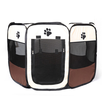 

Detachable Foldable Octagonal Pet Fence Tent Portable Oxford Cloth Kitten Puppy Playpen Cage