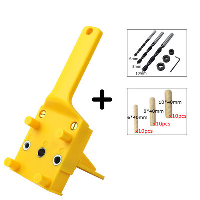 

Handheld Woodworking Dowel Jig Fit for 6 8 10mm Drill Bits Wood Drilling Doweling Hole Saw Tools Punch Locator with Metal Sleeve