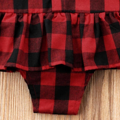 

Newborn Baby Girl Plaid Cotton Romper Bodysuit Jumpsuit Dress Tops Outfits 0-24M