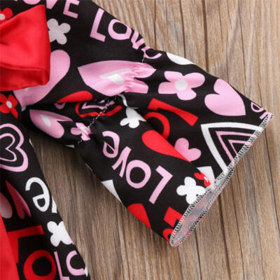 

Toddler Infant Baby Girl Bow Floral Valentine Party Pageant Formal Dress Clothes