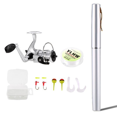 

Pen Fishing Rod&Reel Combo Set Mini Telescopic Pocket Fishing Rod Spinning Reel Fishing Line Soft Lures Baits Jig Hooks