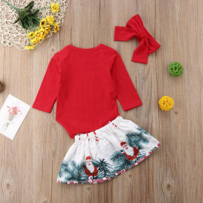 

Baby Girl Infant Christmas Santa TopsBowknot Tutu Dress Outfits 3pcs Clothes