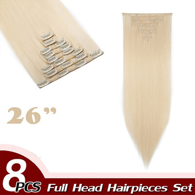 

Curly Full Head Clip Synthetic in Hair Extensions 8 Piece 18 Clips Hairpiece Long Wave for Women