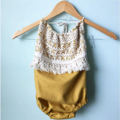 

Newborn Baby Girl Yellow Lace Romper Bodysuit Jumpsuit Playsuit Clothe Outfit US