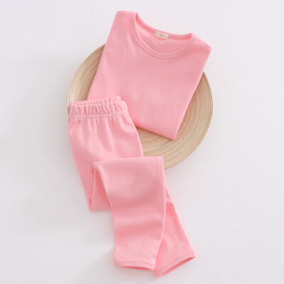 

KIDS MAM & DAD) children candy color underwear suit boys and girls home service long sleeves air conditioning clothes 60158 pink 140