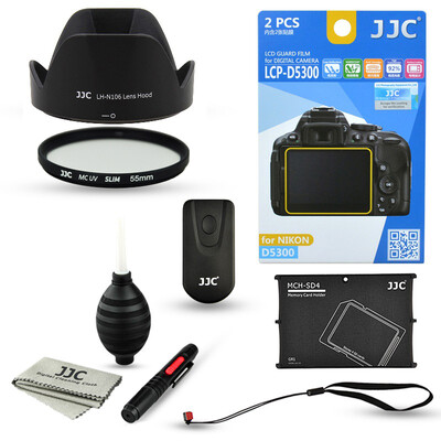 

JJC ND2E Nikon D5300 D5500 AF-P 18-55 HD Комплект посвященный объектив + HB-N106 пленка капот инфракрасный пульт дистанционного + + 55mmUV фильтр очистки инструмента