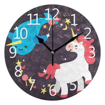 

Wall Clock Whale And Unicorn Round Wall Clock Arabic Numerals Design