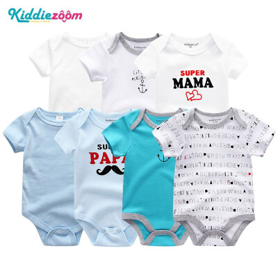 

7PCSLot Print Cartoon Baby Girls Clothes Bodysuits Clothing Sets Baby Boy Clothes Cotton Newborn Rompers Short Sleeve Babywear