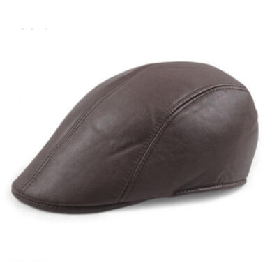 

Mens Leather Flat Ivy Cap Women Newsboy Gatsby Bonnet Cabbie Golf Beret Hat UK