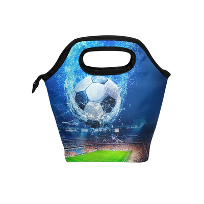 

Insulated Lunch Tote Bag Water Football Travel Picnic Lunch Handbags Portable Zipper Lunch Bag Box