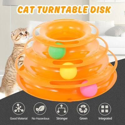 

3 Layers Cat Track Tower Track Toy Interactive Trilaminar Turntable Crazy Ball Disk Toy for Kitten Pet