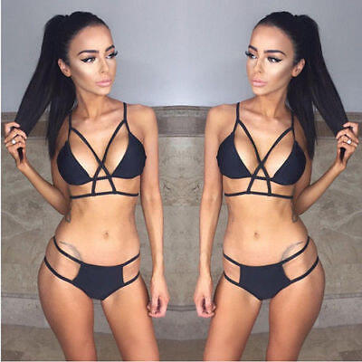 

Womens Bandage Bikini Set Push-up Padded Brazilian Triangle Swimsuit Swimwear