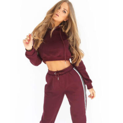 

USA 2Pcs Women Ladies Tracksuit Hoodies Sweatshirt Pants Sets Sport Wear Suit